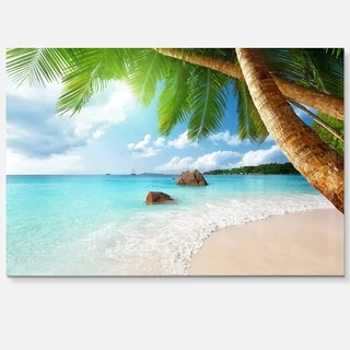 Praslin Island Seychelles Beach - Seashore Photo Glossy Metal Wall Art