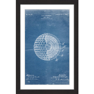 Marmont Hill - 'Golf Ball 1902 Blueprint' by Steve King Framed Painting Print