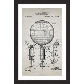 Marmont Hill - 'Globe 1892 Old Paper' by Steve King Framed Painting Print