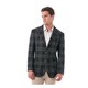 Men's Black and Grey Bold Plaid Wool Blend Peak Lapel Blazer
