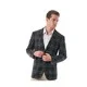 Men's Black and Grey Bold Plaid Wool Blend Peak Lapel Blazer