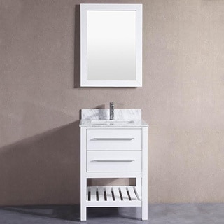 24 inch Belvedere White Bathroom Vanity with Marble Top & Backsplash