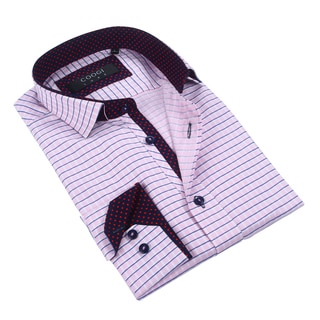 Coogi 100% Cotton Men's Pink/Navy Checkered Dress Shirt