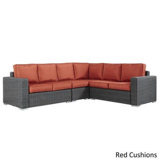 Barbados Wicker Outdoor Cushioned Grey Charcoal Sectional with Square Arm by NAPA LIVING