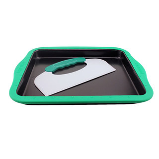 BergHOFF Black Carbon Steel Full Cookie Sheet With Silicone Sleeve and PerfectSlice Tool