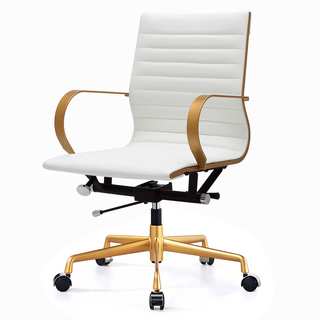 M365 Gold/White Vegan Leather Office Chair