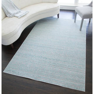 Woven Accents Westford Collection Charlotte Blue/Grey Polyester Power-loomed Area Rug (5' x 8')