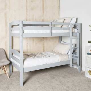 Solid Wood Grey Twin over Twin Bunk Bed