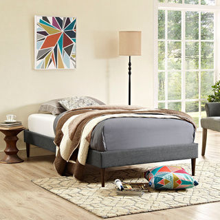 Sherry Gray Fabric Bed with Round Tapered Legs