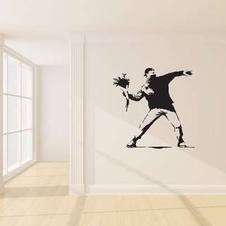 Banksy 'Protest With Flowers' Vinyl Sticker Art Wall Decal