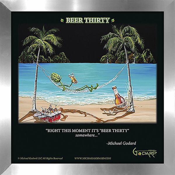 Michael Godard "Beer Thirty" Fine Framed & Canvassed Wall Art