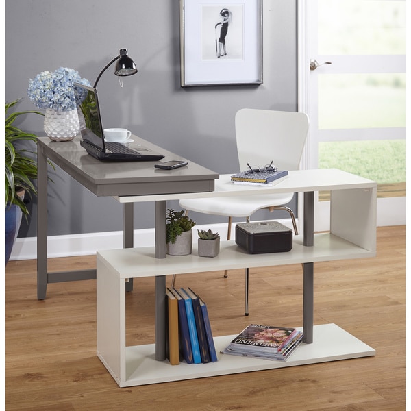Simple Living Webster White/Grey Wood Swing Desk