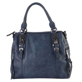 Diophy CZ-3722 Faux Leather Two-pocket Casual Tote (Option: Blue)