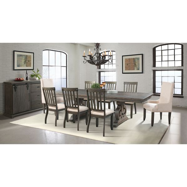Picket House Stanford Dining Table, 6 Side Chairs, 2 Parson Chairs & Server