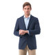 Men's Navy Blue Wool and Cotton Blend Herringbone Classic Fit Blazer - Thumbnail 2