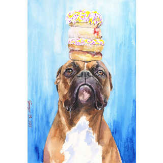 Marmont Hill - 'Boxer and Donuts' by George Dyachenko Painting Print on Wrapped Canvas