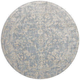 Lucca Floral Light Blue/ Ivory Rug (7'10 x 7'10 Round)