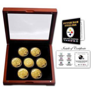 Pittsburgh Steelers 24KT Gold plated 7 Coin Super Bowl Champions Set