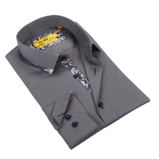 Brio Mens Grey Dress Shirt with Confetti Trim