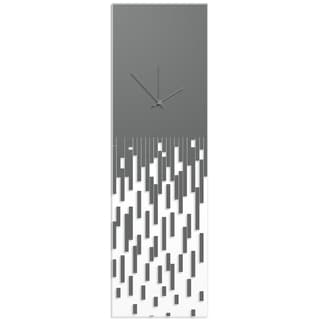Adam Schwoeppe 'Grey Pixelated Clock' Surreal Wall Clock on Acrylic