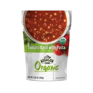 Augason Farms Organic Tomato Basil with Pasta Soup Mix 3.85 oz. 6-pouch Pack