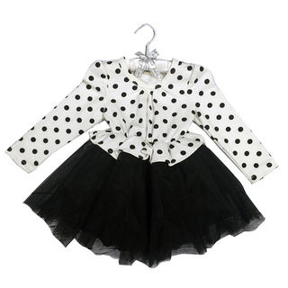 Haley Boutique Girls Black/White Cotton/Spandex Polka-dot Lace Tulle Tutu Dress
