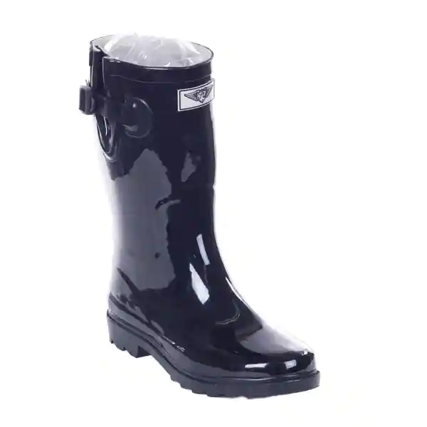 Women's Black Rubber 11-inch Mid-calf Rain Boots