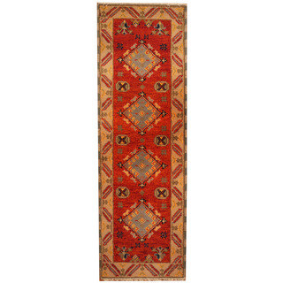 Herat Oriental Indo Hand-knotted Tribal Tribal Kazak Wool Runner (2'2 x 6'8)