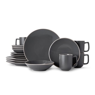 Mikasa Leah Charcoal Stoneware Dinnerware Set for 4 - Case of 16