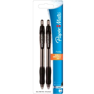 Paper Mate 89468 Black Profile Retractable Ballpoint Pens 2 Count