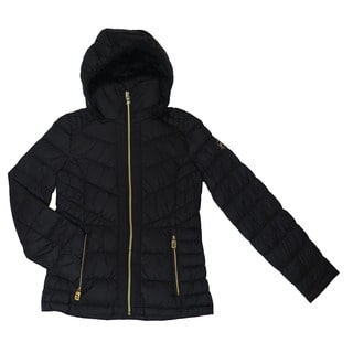 Michael Kors Women's Black Chevron Quilted Packable Jacket
