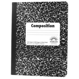 Norcom 76010-48 Black Wide Ruled Composition Notebook