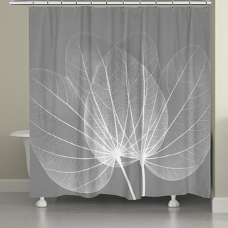 Laural Home X-Ray Grey Leaves Shower Curtain