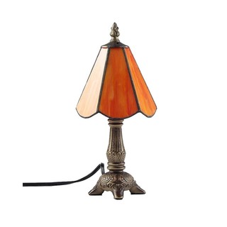 Green/ Orange Tiffany-style 1-light Table Lamp with Art Glass