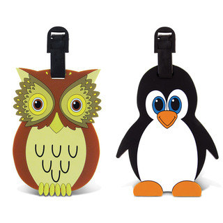 Puzzled Owl and Penguin Luggage and Travel Bag Tags (Set of 2)