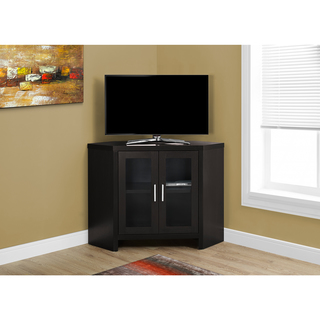 Cappuccino 42-inch L Corner TV Stand with Glass Doors