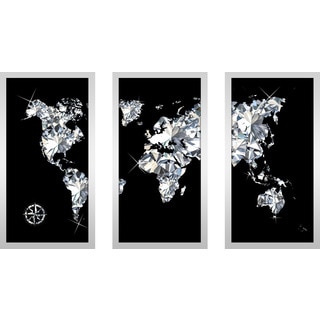 BY Jodi "World Of Diamonds" Framed Plexiglass Wall Art Set of 3
