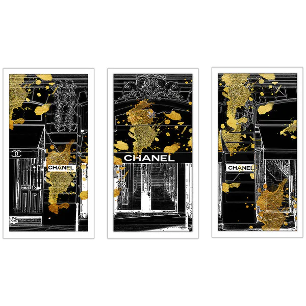 BY Jodi "Chanel Store Front" Framed Plexiglass Wall Art Set of 3