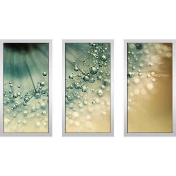 Sharon Johnstone "Sea Green Sparkles" Framed Plexiglass Wall Art Set of 3