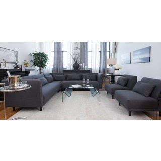 Manhattan Collection Grey Fabric Sectional Sofa and 2 Armless Chairs (Set of 3)