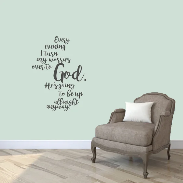 Turn My Worries Over To God Wall Decals, Religious Wall Quote - 26" wide x 36" tall