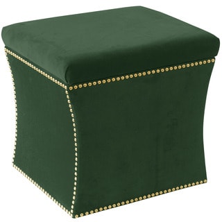 Skyline Furniture Green Fabric Nail Button Storage Ottoman
