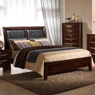 Emily Contemporary Merlot Wood and Bonded Leather Queen-size Panel Bed