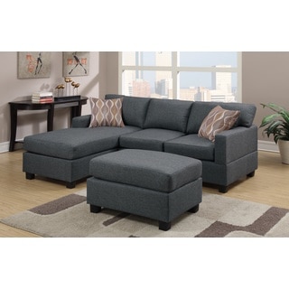 Lilly Grey Microfiber 3-piece Sectional Sofa