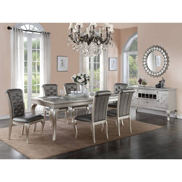 Bermington Silver Wood and Fabric Dining Chairs (Set of 6)