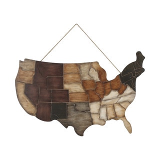 Multicolored Wood Decorative Rustic USA Wall Art Plaque