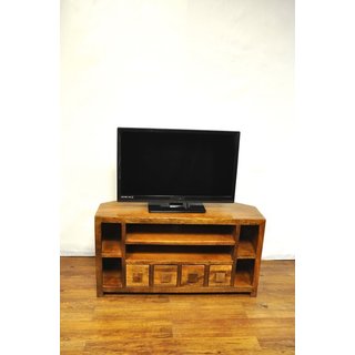 Tan/Brown Solid Mango Wood Corner TV Unit