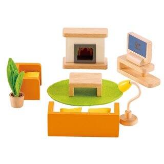 Hape Media Room Wood Dollhouse Furniture Set