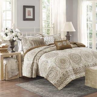 Madison Park Moraga Taupe Quilted Coverlet Set