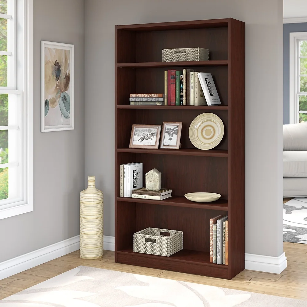 Bush Furniture Universal 5 Shelf Bookcase - 36.93"L x 11.69"W x 71.65"H
